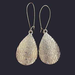 Silver Teardrop Earrings with Textured Surface
